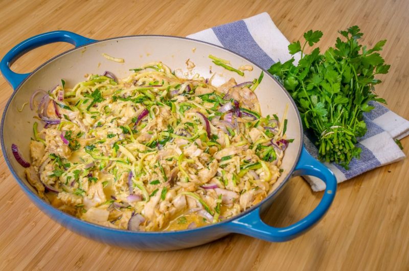 frango à brás com legumes