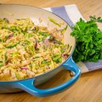 frango à brás com legumes