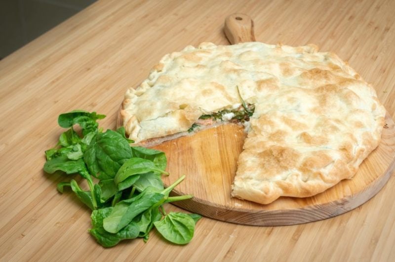 Empada de salmao e espinafres