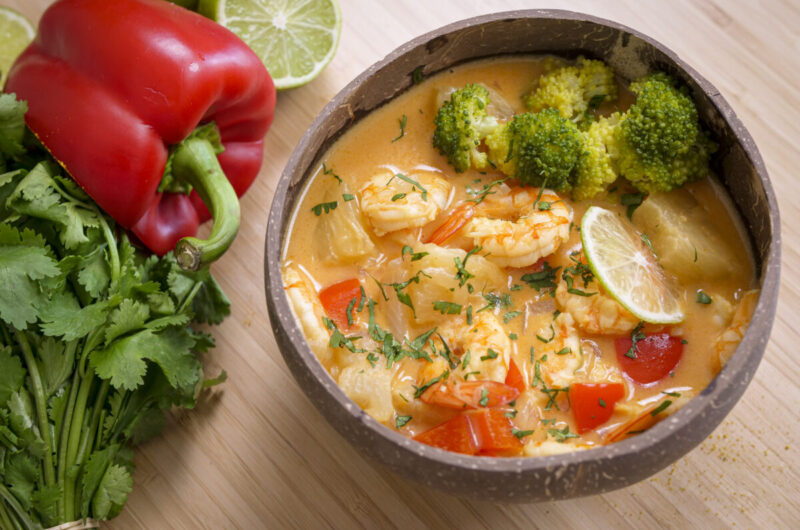 caril de camarao e ananás